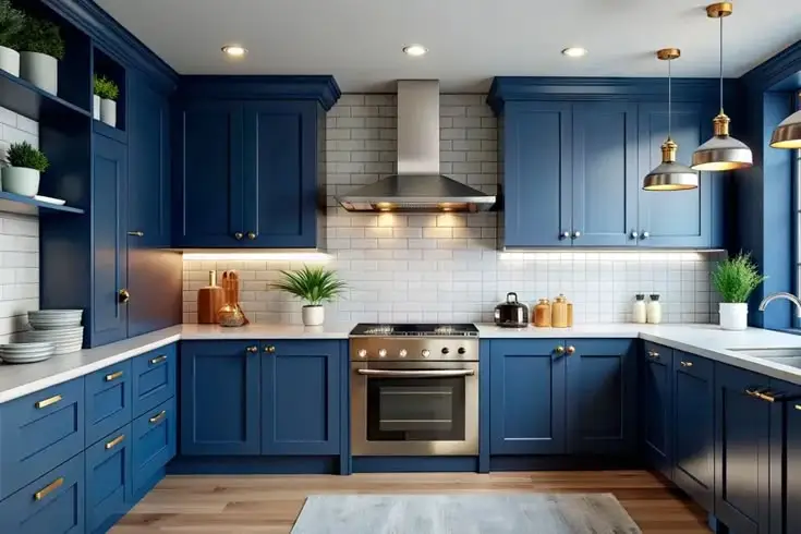 Midnight Classic Navy PU Lacquer Modular Kitchen Project in Madurai